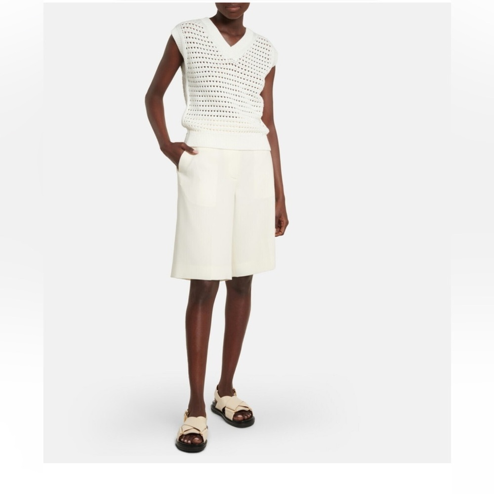 Max Mara Leisure Palco Open Knit Sweater Vest in White  Size Medium NWT